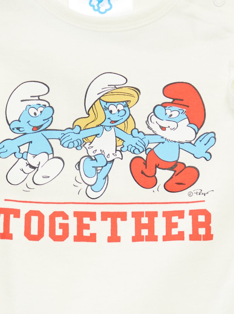 T-shirt avec volants 'Les Schtroumpfs' BLANC - Kiabi