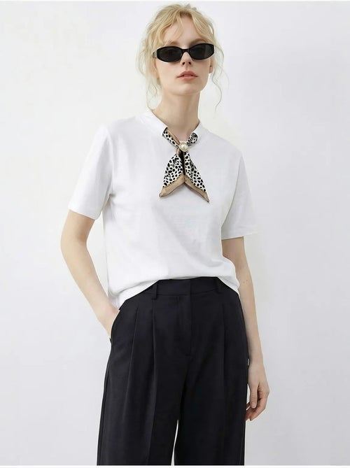 T-shirt basic à col rond avec détail accessoire lucci - Kiabi