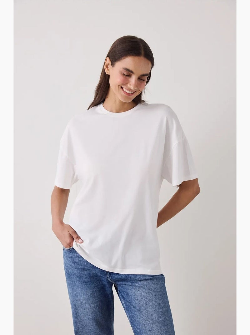 T-shirt basic oversize à manches courtes penti Blanc - Kiabi