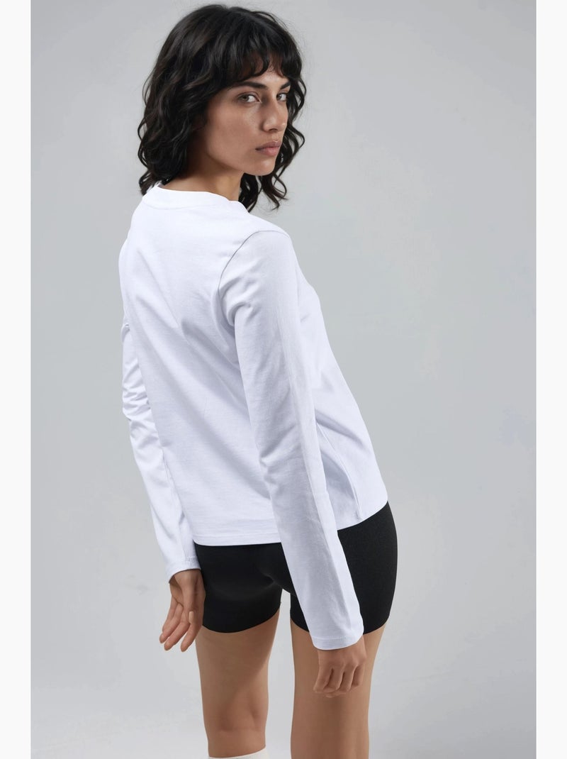T-shirt basic ronde hals lange mouw busem Wit - Kiabi