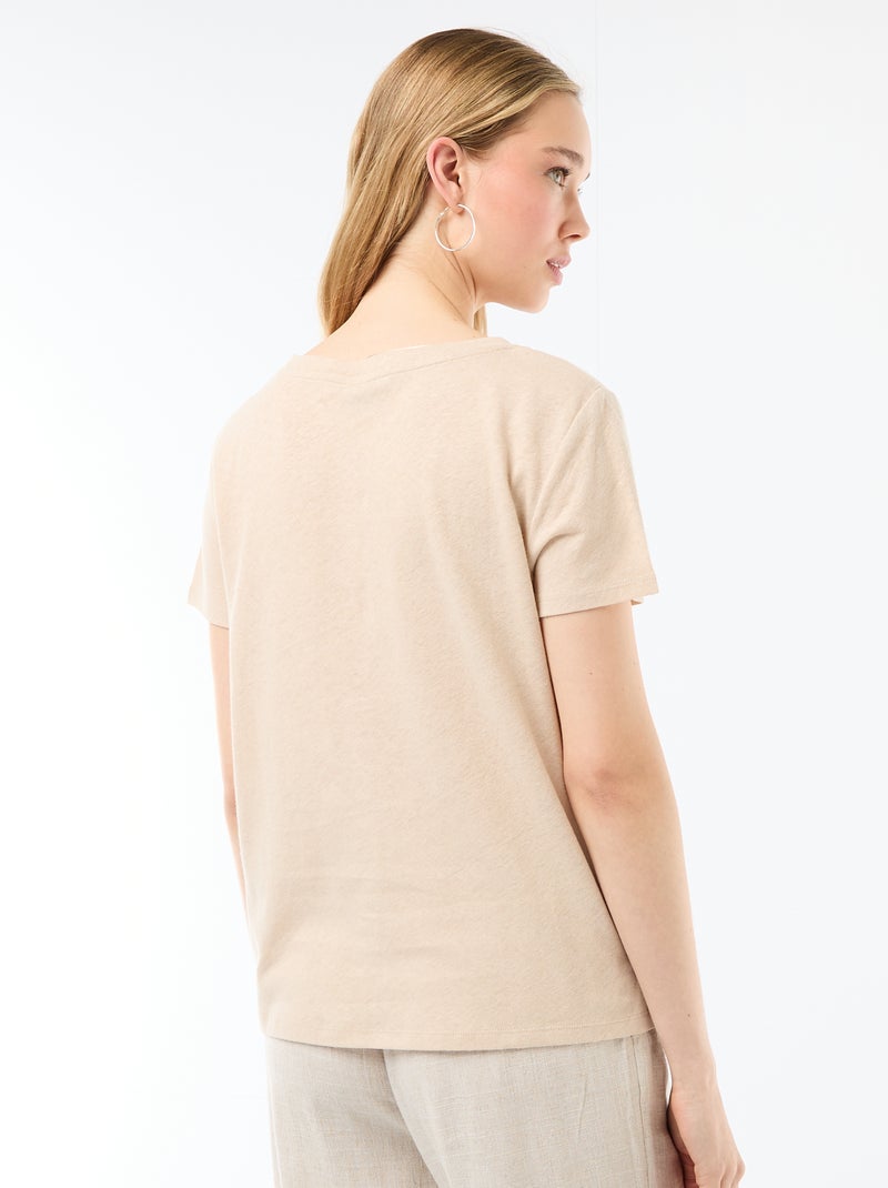 T-shirt basique à manches courtes col V Blanc - Kiabi