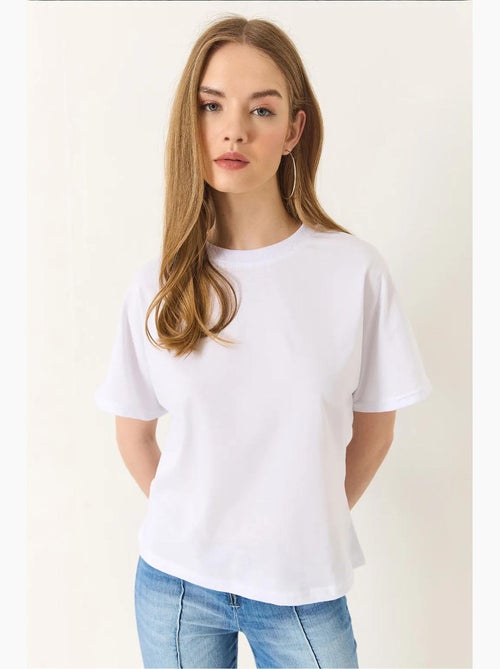T-shirt basique à manches courtes et col ras du cou en coton biologique lucci - Kiabi