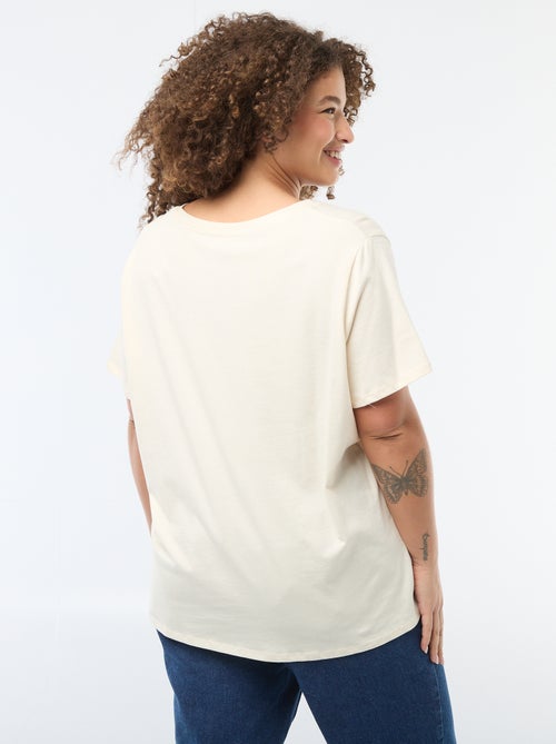 T-shirt basique à manches courtes et col V - Kiabi