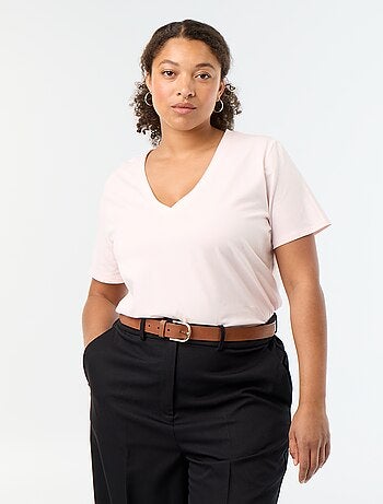 T-shirt basique à manches courtes et col V