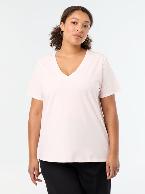 T-shirt basique à manches courtes et col V - Kiabi