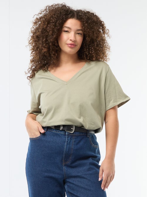 T-shirt basique à manches courtes et col V - Kiabi