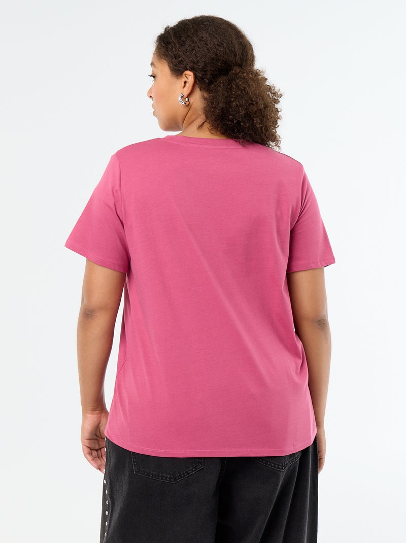 T-shirt basique à manches courtes et col V Violet - Kiabi