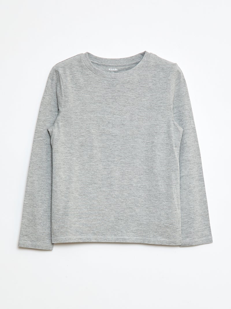 T-shirt basique à manches longues Gris - Kiabi