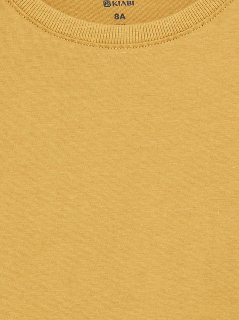 T-shirt basique à manches longues Jaune - Kiabi
