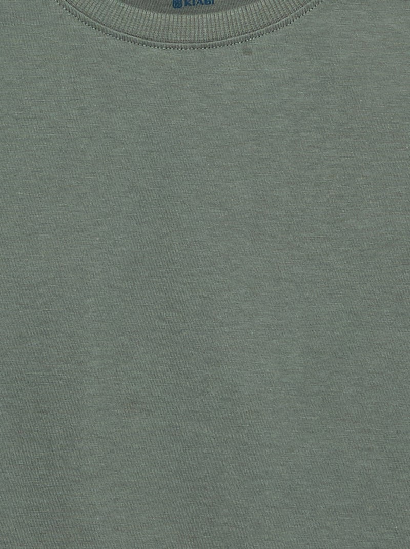 T-shirt basique à manches longues Vert - Kiabi