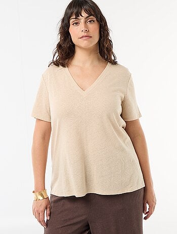 T-shirt basique col V et manches courtes