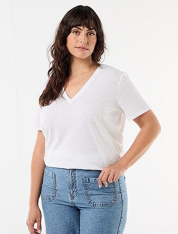 T-shirt basique col V et manches courtes
