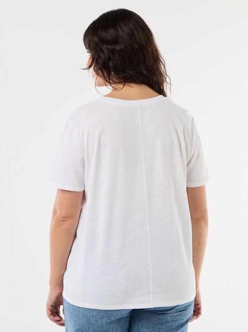 T-shirt basique col V et manches courtes - Kiabi
