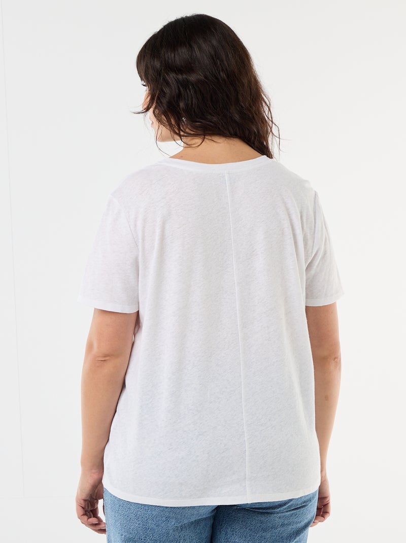 T-shirt basique col V et manches courtes Blanc - Kiabi