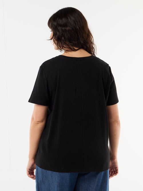 T-shirt basique col V et manches courtes - Kiabi
