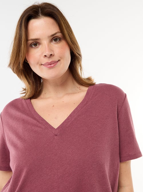 T-shirt basique col V et manches courtes - Kiabi