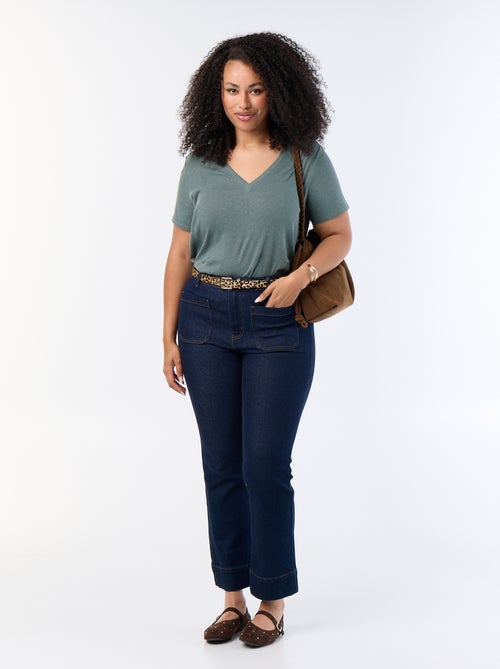 T-shirt basique col V et manches courtes - Kiabi