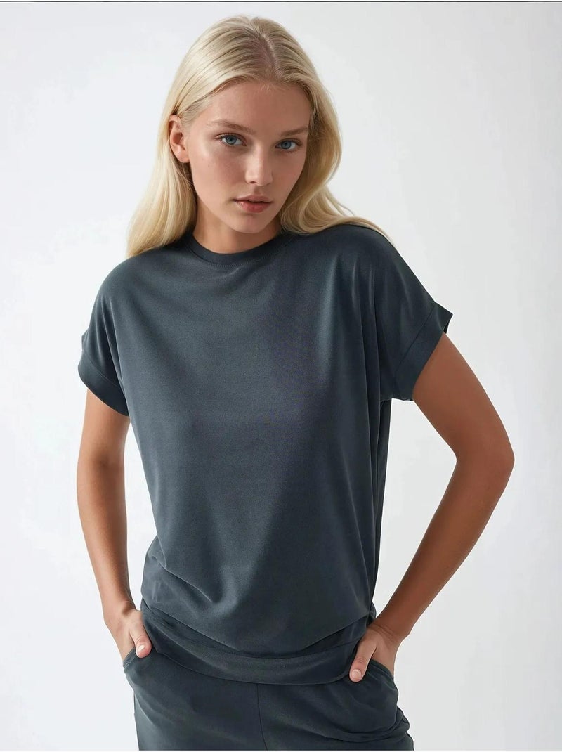 T-shirt basique doux au toucher hiccup Gris moyen - Kiabi