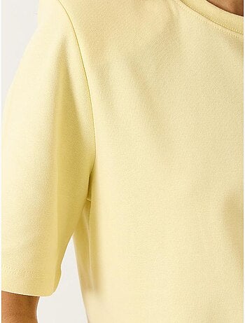 T-shirt basique en coton rembourré à col rond bianco lucci