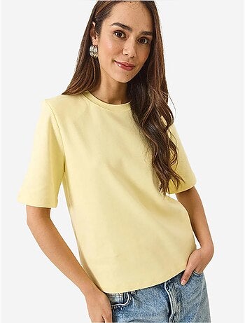 T-shirt basique en coton rembourré à col rond bianco lucci