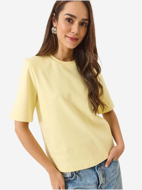 T-shirt basique en coton rembourré à col rond lucci - Kiabi