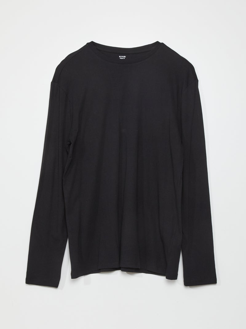 T-shirt basique en jersey noir - Kiabi