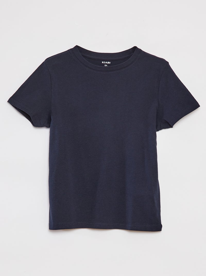 T-shirt basique en jersey uni BLEU - Kiabi