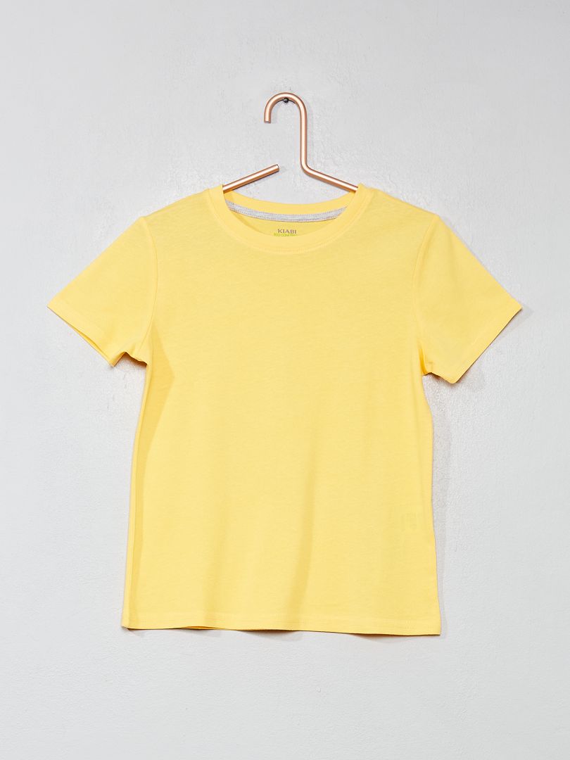 T-shirt basique en jersey uni jaune - Kiabi