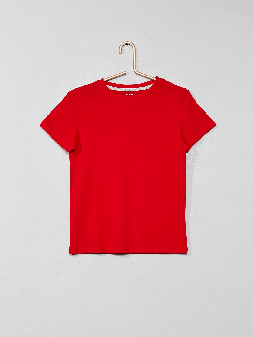 T-shirt basique en jersey uni rouge - Kiabi