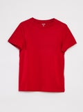 T-shirt basique en jersey uni ROUGE - Kiabi