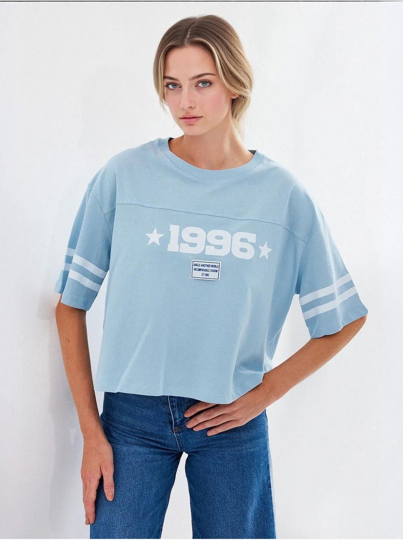 T-shirt basique surdimensionné imprimé bdart Bleu clair - Kiabi
