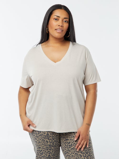 T-shirt basique uni col V - Kiabi