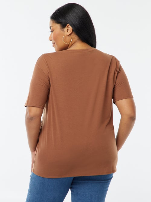 T-shirt basique uni col V - Kiabi