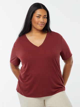 T-shirt basique uni col V