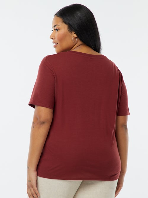 T-shirt basique uni col V - Kiabi