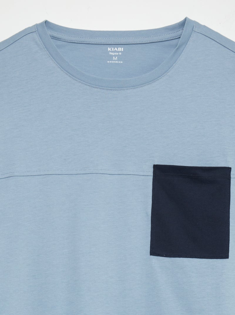 T-shirt bicolore - collection facile à enfiler Bleu - Kiabi
