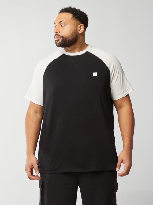 T-shirt bicolore avec manches courtes raglan - Kiabi