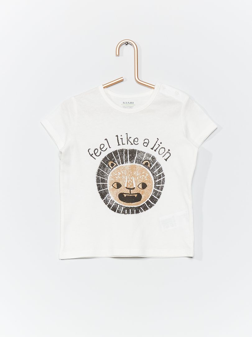 T-shirt blanc/lion - Kiabi