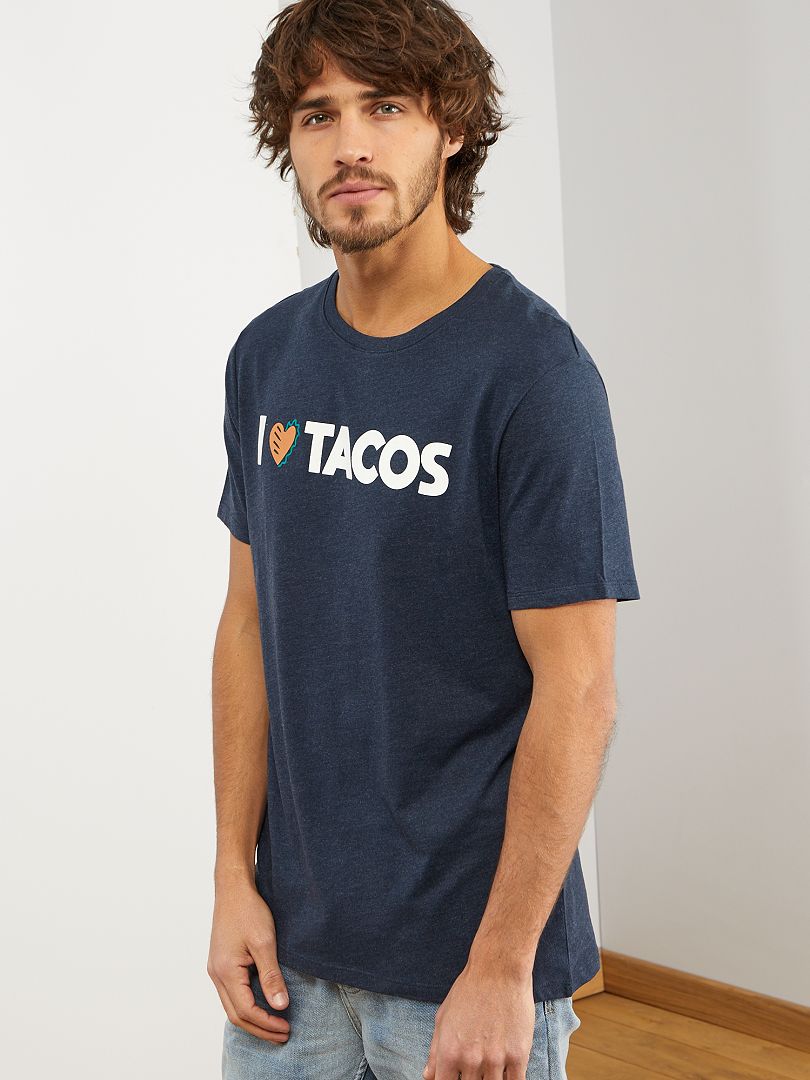 T-shirt bleu pétrole tacos - Kiabi