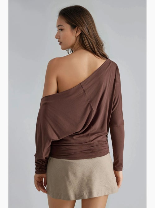 T-shirt boothals gedrapeerd lange mouw busem - Kiabi T-shirt boothals gedrapeerd lange mouw busem - Kiabi