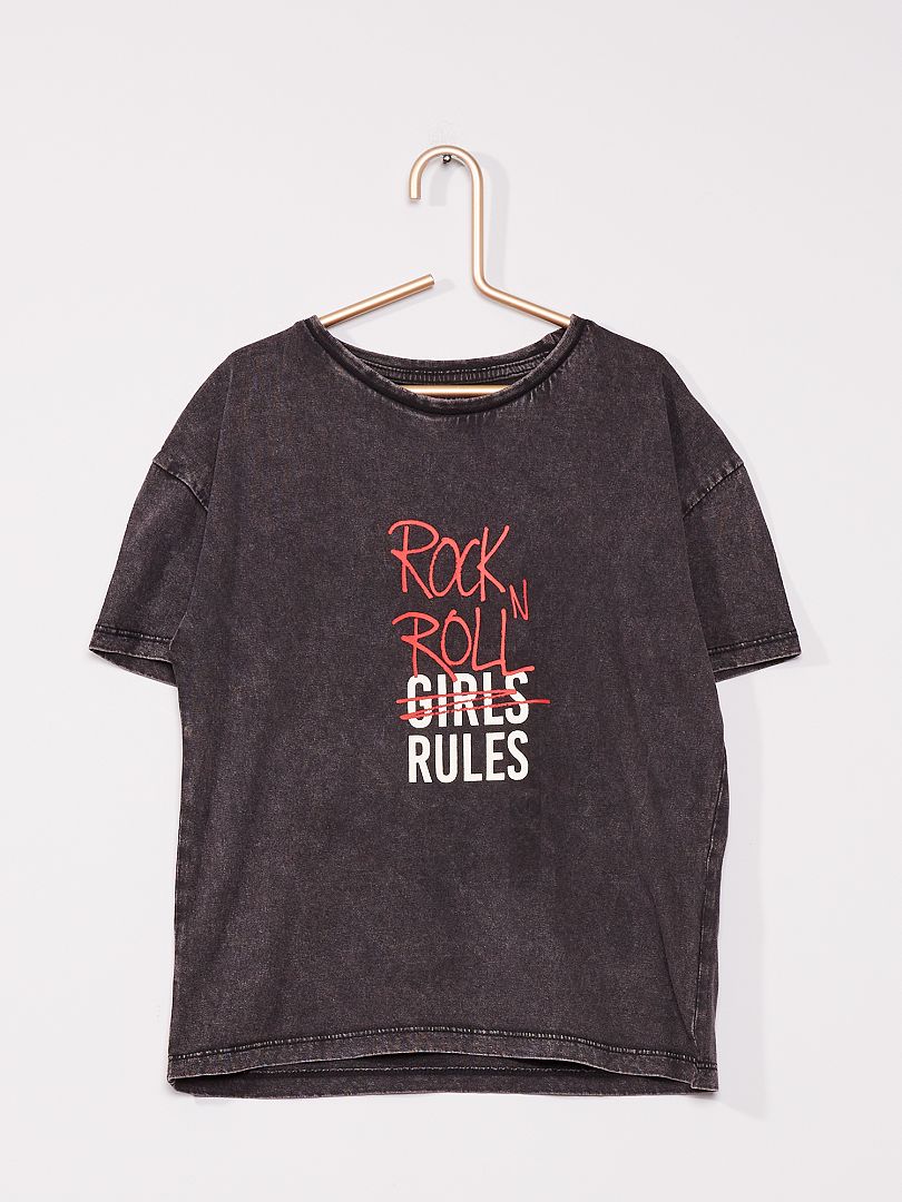 T-shirt 'Born to love rock' ZWART - Kiabi