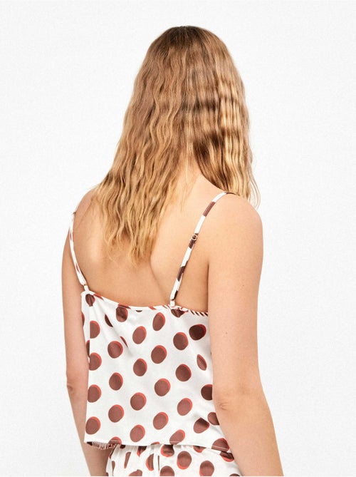 T-shirt bretelles tissu imprimé satiné monogramme - Kiabi T-shirt bretelles tissu imprimé satiné monogramme - Kiabi