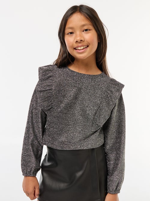 T-shirt brillant manches longues - Kiabi