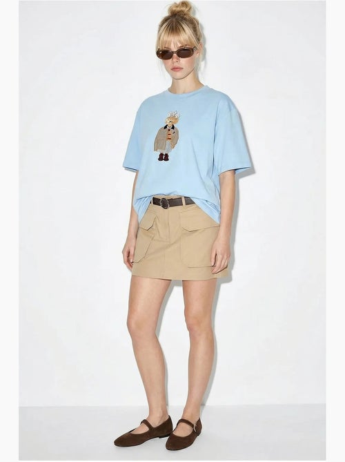 T-shirt brodé à col rond et coupe décontractée lucci - Kiabi