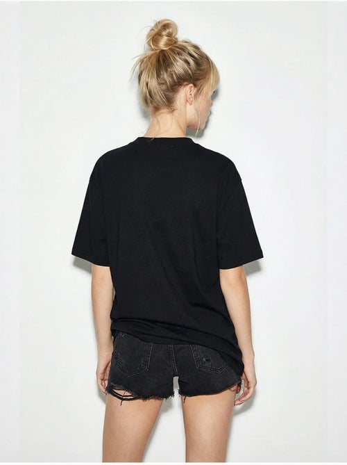 T-shirt brodé à col rond et coupe décontractée lucci - Kiabi