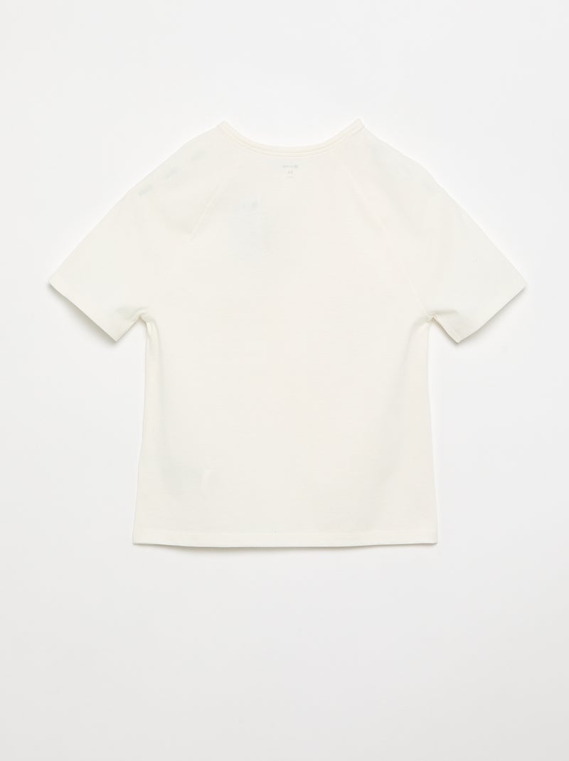 T-shirt brodé à manches courtes Blanc - Kiabi