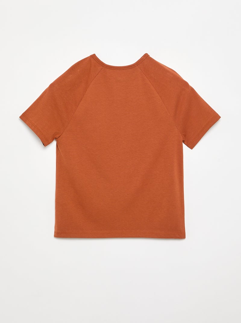 T-shirt brodé à manches courtes Marron - Kiabi