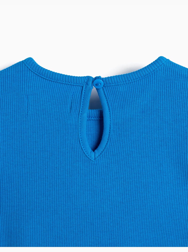 T-shirt brodée fleur, MO Fashion Bleu - Kiabi