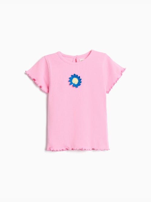 T-shirt brodée fleur, MO Fashion - Kiabi
