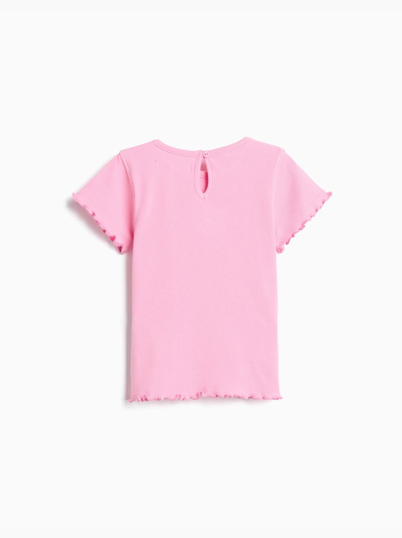 T-shirt brodée fleur, MO Fashion Rose - Kiabi